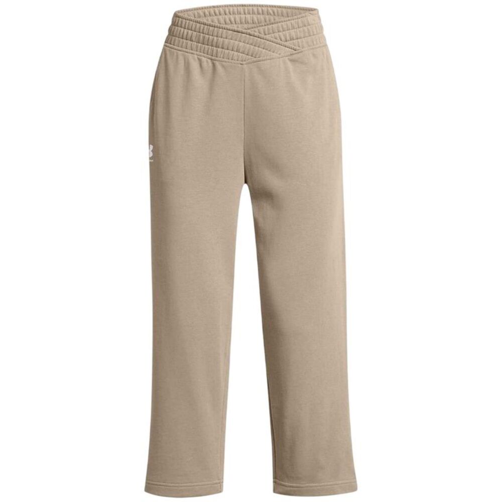 Under Armour Womens/Ladies Terry Towel Cropped Wide Leg Tracksuit Bottoms / Brow